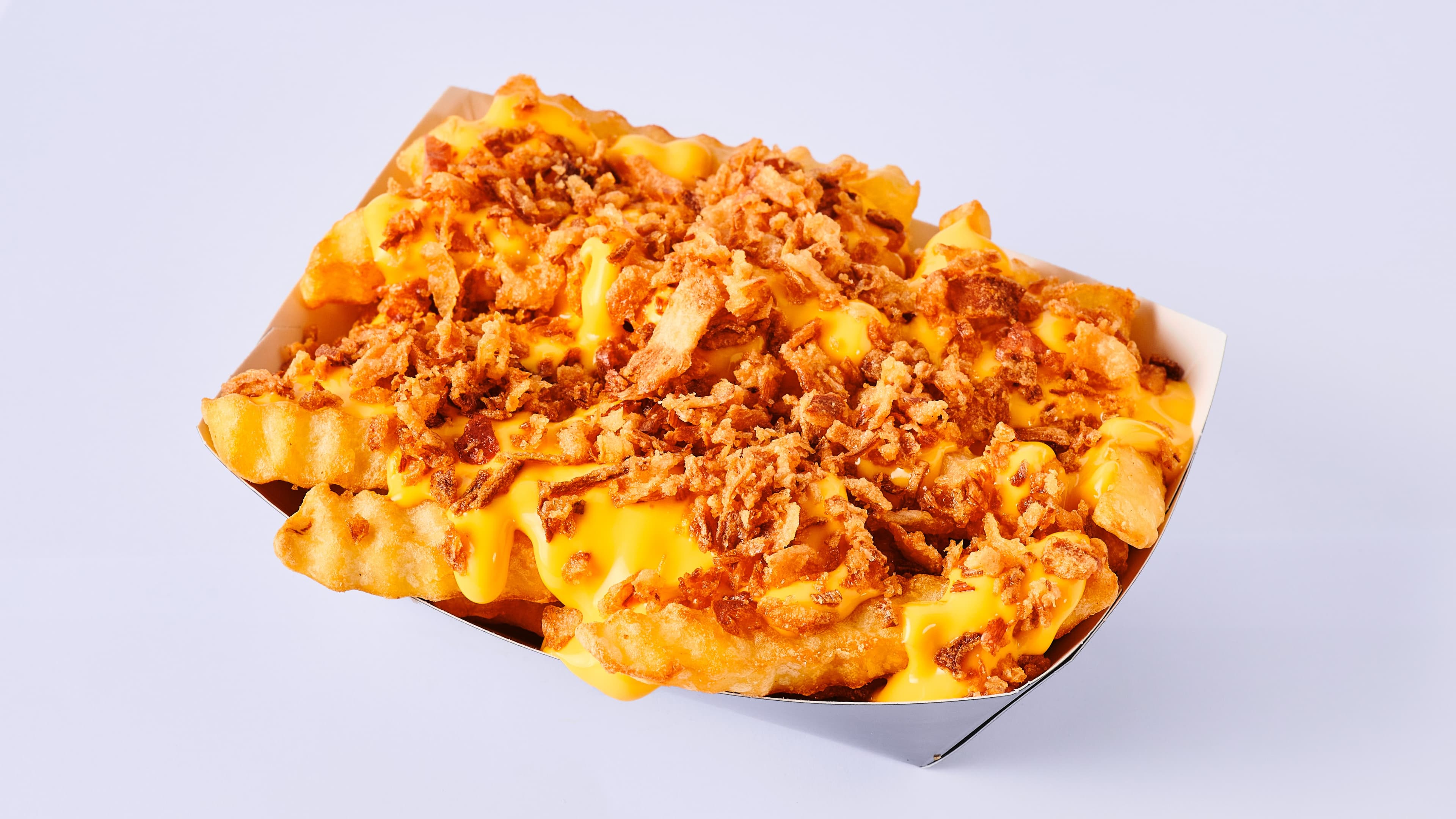 Frites cheddar oignons crispy